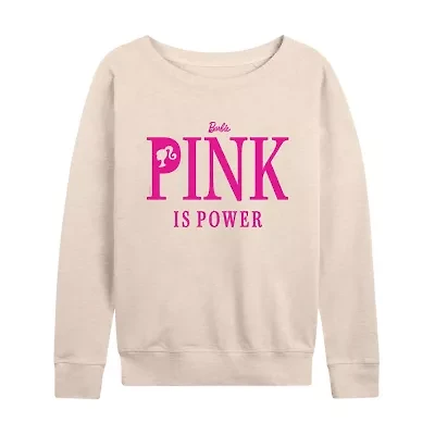 Pink Is Power Womens Boat Neck Long Sleeve Classic Fit Barbie Graphic T-Shirt