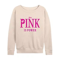 Pink Is Power Womens Boat Neck Long Sleeve Classic Fit Barbie Graphic T-Shirt