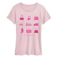 Grid Doll Sold Separately Womens Crew Neck Short Sleeve Classic Fit Barbie Graphic T-Shirt