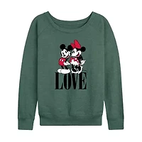 Minnie Love Womens Boat Neck Long Sleeve Classic Fit Mickey and Friends Graphic T-Shirt