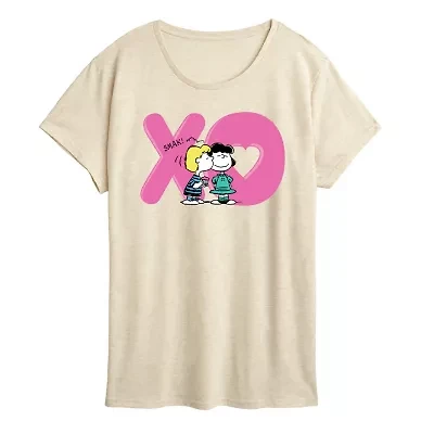 Xo Schroeder Lucy Womens Scoop Neck Short Sleeve Classic Fit Peanuts Graphic T-Shirt
