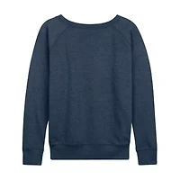 Barbie Hand Painted Heart Logowomens Womens Boat Neck Long Sleeve Classic Fit Graphic T-Shirt