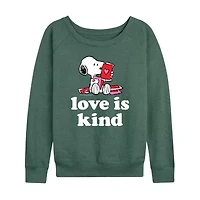 Peanuts Love Is Kind Womens Boat Neck Long Sleeve Classic Fit Graphic T-Shirt