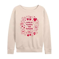 Love Always Answer Womens Boat Neck Long Sleeve Classic Fit Graphic T-Shirt