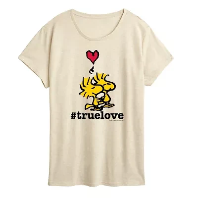Peanuts True Love Woodstock Womens Crew Neck Short Sleeve Classic Fit Graphic T-Shirt