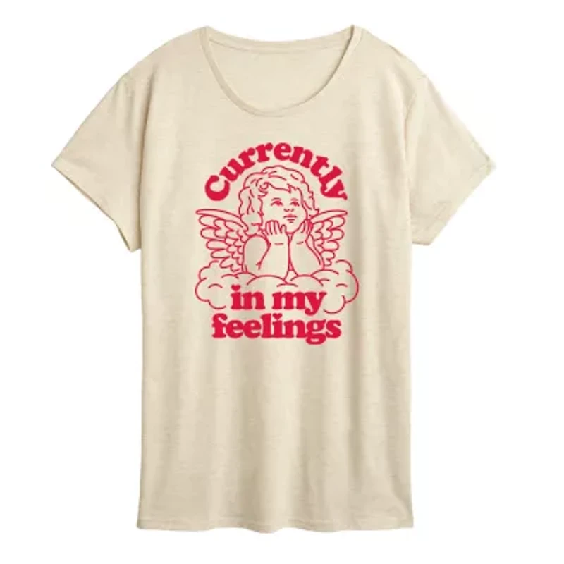 Cupid My Feelings Womens Crew Neck Short Sleeve Classic Fit Graphic T-Shirt