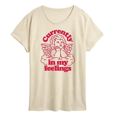 Cupid My Feelings Womens Crew Neck Short Sleeve Classic Fit Graphic T-Shirt