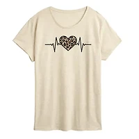 Leopard Heart Womens Crew Neck Short Sleeve Classic Fit Graphic T-Shirt