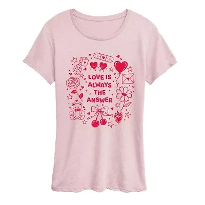 Love Always Answer Womens Crew Neck Short Sleeve Classic Fit Graphic T-Shirt