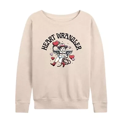 Heart Wrangler Womens Boat Neck Long Sleeve Classic Fit Graphic T-Shirt