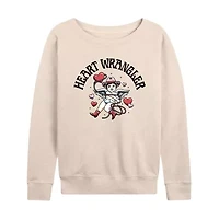 Heart Wrangler Womens Boat Neck Long Sleeve Classic Fit Graphic T-Shirt