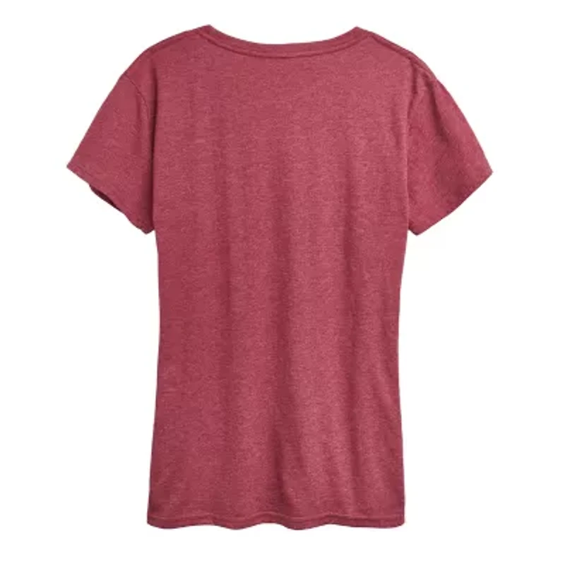 Love Leopard Heart Womens Crew Neck Short Sleeve Classic Fit Graphic T-Shirt