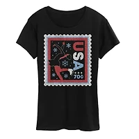 Figure Skater Stamp Womens Crew Neck Short Sleeve Classic Fit Graphic T-Shirt