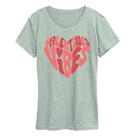 Valentines Vibes Womens Scoop Neck Short Sleeve Classic Fit Graphic T-Shirt