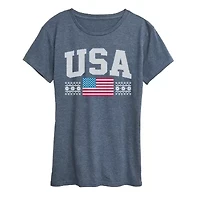 Usa Sport Womens Crew Neck Short Sleeve Classic Fit Graphic T-Shirt