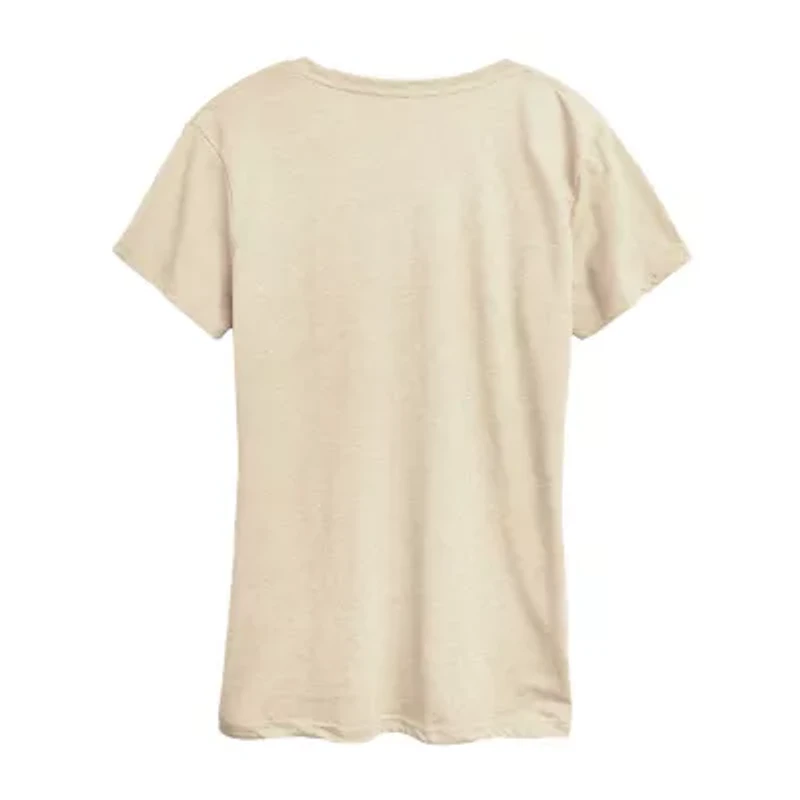 Peanuts Winter Games Wht Or Crm Only Womens Crew Neck Short Sleeve Classic Fit Graphic T-Shirt