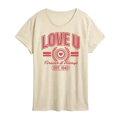 Love U Womens Crew Neck Short Sleeve Classic Fit Graphic T-Shirt