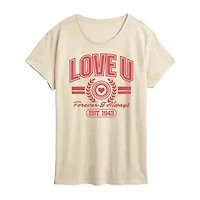 Love U Womens Crew Neck Short Sleeve Classic Fit Graphic T-Shirt