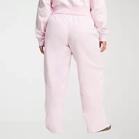 adidas Womens Plus Straight Mid Rise Fleece Sweatpant