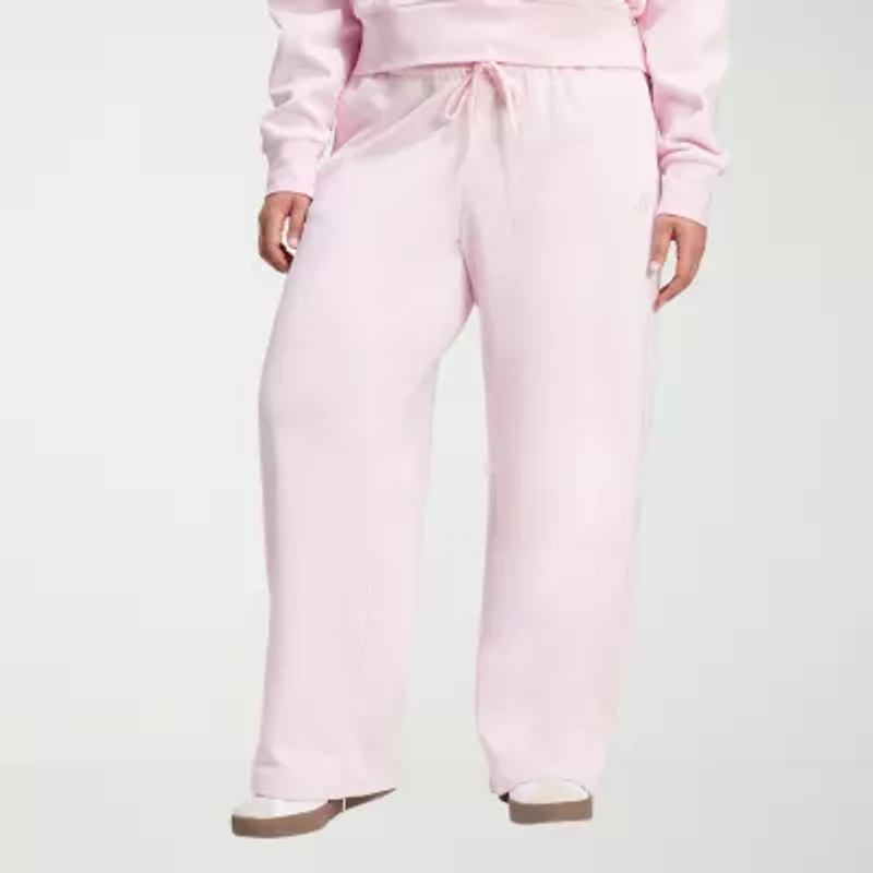 adidas Womens Plus Straight Mid Rise Fleece Sweatpant