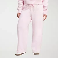 adidas Womens Plus Straight Mid Rise Fleece Sweatpant