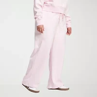 adidas Womens Plus Straight Mid Rise Fleece Sweatpant