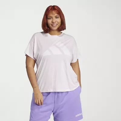 adidas Womens Plus Crew Neck Short Sleeve Active T-Shirt