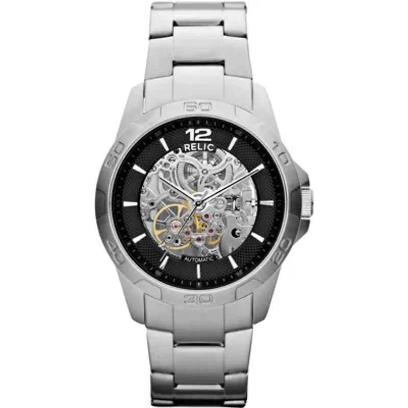 Relic® Mens Silver-Tone Automatic Skeleton Watch ZR12013