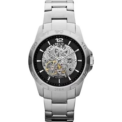 Relic® Mens Silver-Tone Automatic Skeleton Watch ZR12013