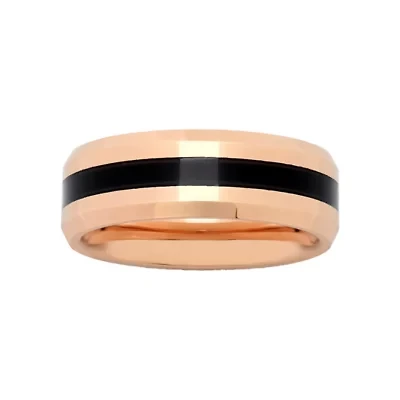 Mens Tungsten Carbide Rose & Black Wedding Band