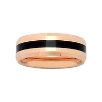 Mens Tungsten Carbide Rose & Black Wedding Band