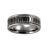  Mens Stainless & Ceramic Textured Wedding Band