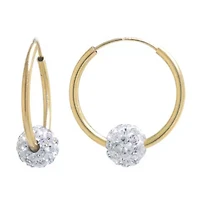 Silver Treasures Womens Crystal 14K Gold Over Silver 16mm Hoop Earrings