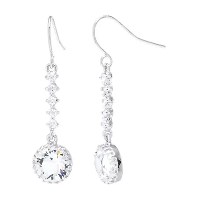 Sparkle Allure Womens Crystal Pure Silver Over Brass Drop Earrings
