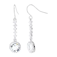 Sparkle Allure Womens Crystal Pure Silver Over Brass Drop Earrings