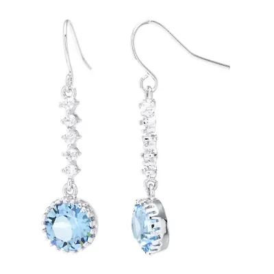 Sparkle Allure Womens Crystal Pure Silver Over Brass Drop Earrings