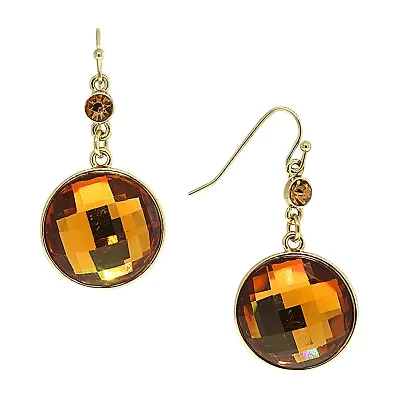 1928 Gold Tone Round Drop Earrings