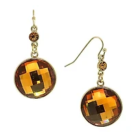 1928 Gold Tone Round Drop Earrings