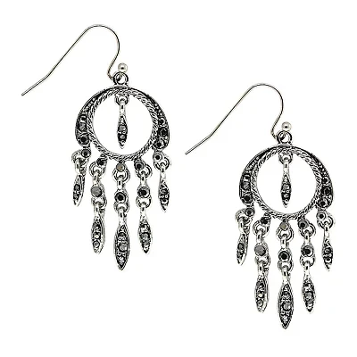 1928 Silver Tone Womens Gray Chandelier Earrings