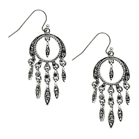 1928 Silver Tone Womens Gray Chandelier Earrings