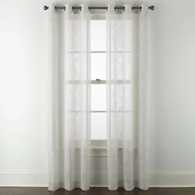Regal Home Marley Textured Slub Grommet Top Sheer Set of 2 Curtain Panel