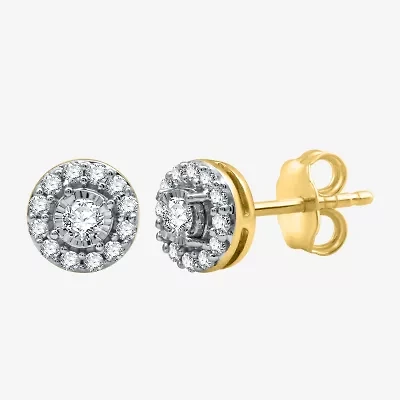 3/8 CT. T.W. Natural White Diamond 10K Gold 7.2mm Round Stud Earrings