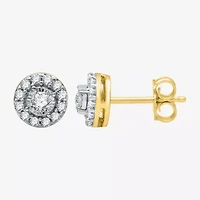 3/8 CT. T.W. Natural White Diamond 10K Gold 7.2mm Round Stud Earrings