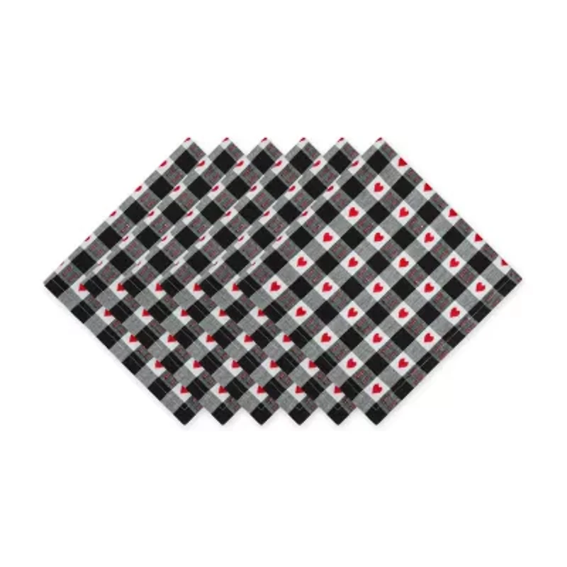 Design Imports Hearts Dobby Check 6-pc. Napkins