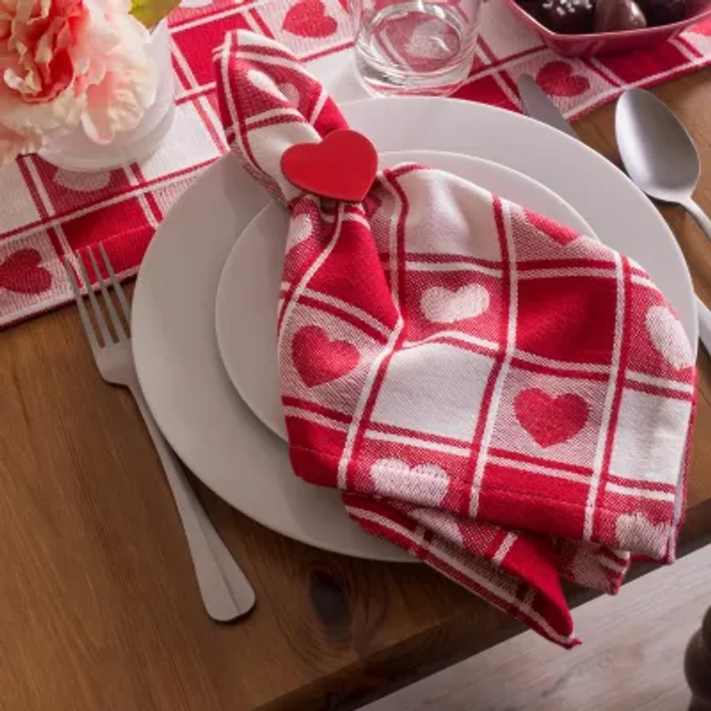 Design Imports Hearts Woven Check 6-pc. Napkins