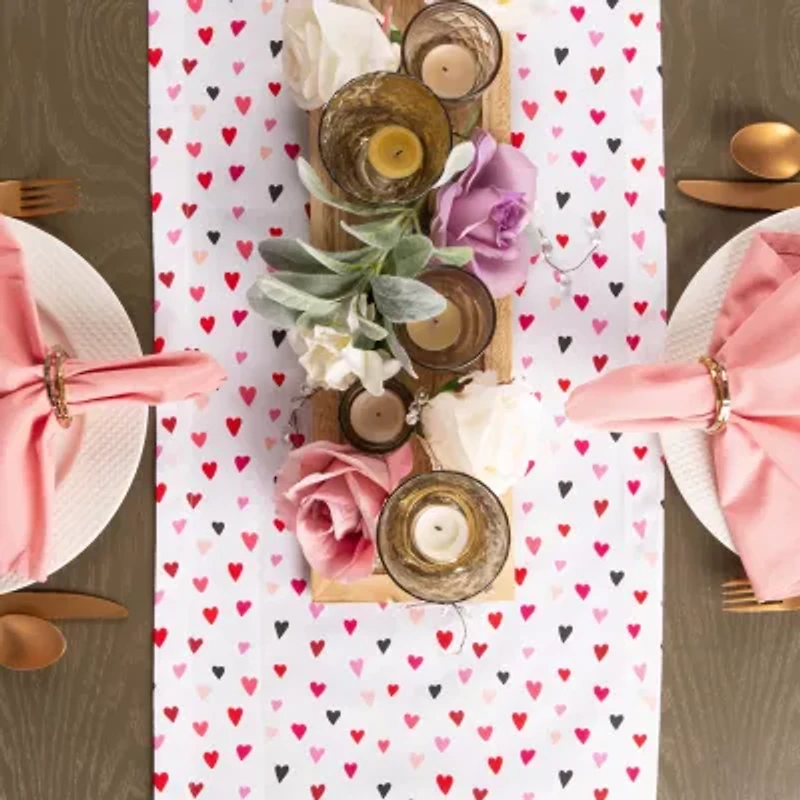 Design Imports Confetti Hearts Print Table Runner