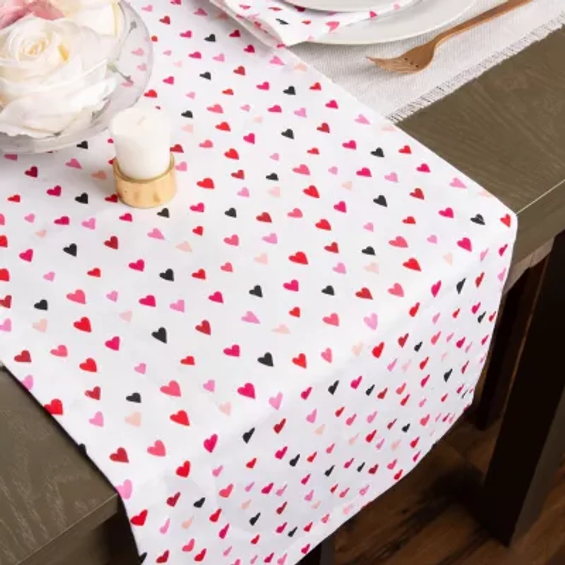 Design Imports Confetti Hearts Print Table Runner