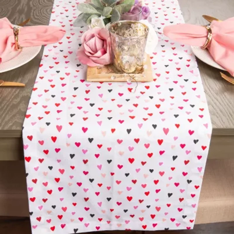 Design Imports Confetti Hearts Print Table Runner
