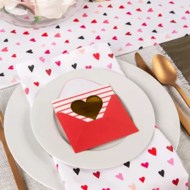 Design Imports Confetti Hearts Print Table Runner