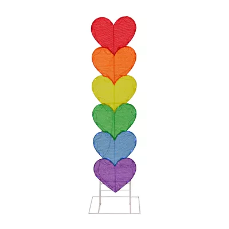 National Tree Co. 63" Stacked Rainbow Fabric HeartsTabletop Decor